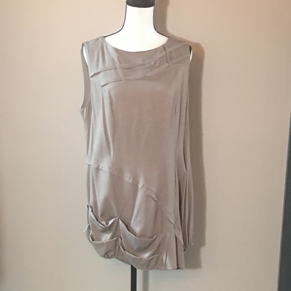 Tan Beige French Tunic / Dress Size L
